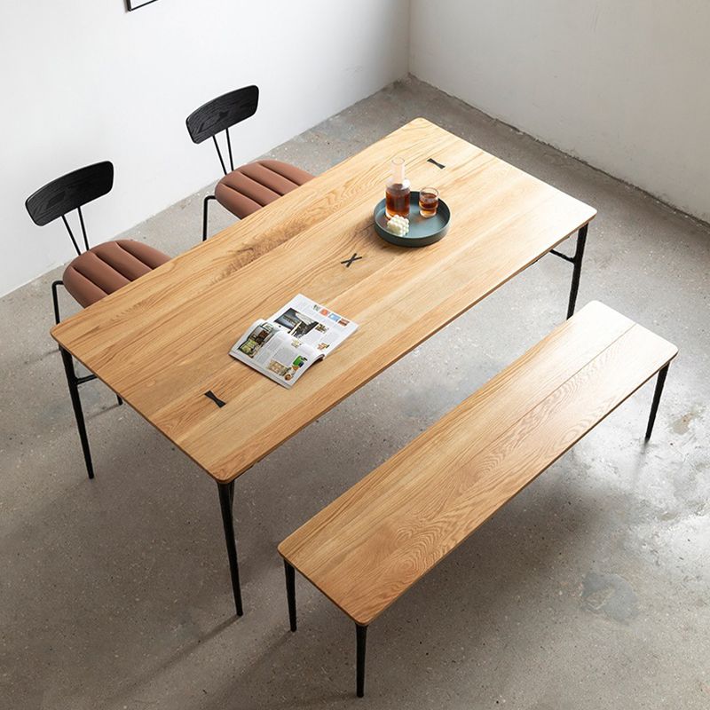 Modern Wood Rectangle Dining Table with 4 Legs Table for Dining Room Clearhalo 'Dining Tables & Seating' 'Dining Tables' 'dining_table' 'furn' 'furn_dining_table' 'Furniture' 'Kitchen & Dining Furniture' 1200x1200_6c6f98ba-e2ca-4157-89eb-fcb0fe3a1156