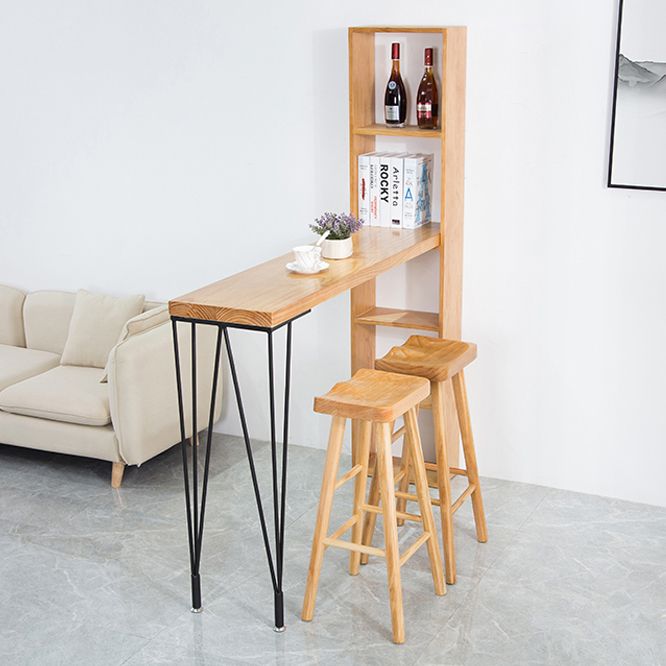 Modern Wood Natural Bistro Accent Dining Table Rectangle Bar Table with Wine Rack Clearhalo 'Bar Furniture' 'Bar Tables' 'bar_tables' 'furn' 'furn_bar_tables' 'Furniture' 'furniture_bar_tables' 'Kitchen & Dining Furniture' 'kitchen&dining_furn' 'kitchen' 1200x1200_6c6fa8af-849b-48a3-ba6e-ca57feadafd3