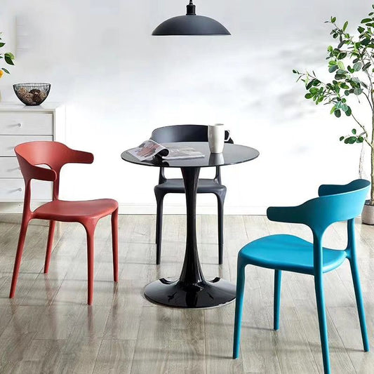 Modern Indoor-Outdoor Chair Open Back Plastic Dining Side Chair