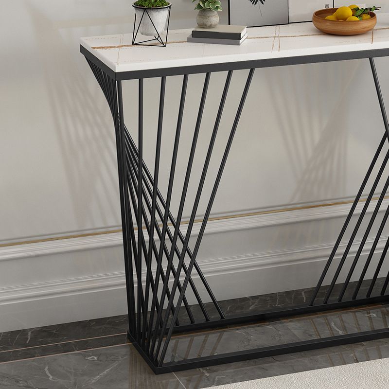 Modern Stone Console Sofa Table Rectangle Iron End Table for Hall Clearhalo 'Console Tables' 'console_tables' 'Entry & Mudroom Furniture' 'furn' 'furn_console_tables' 'Furniture' 1200x1200_6c72c25b-a127-45cf-9725-e9ecfac3a73c
