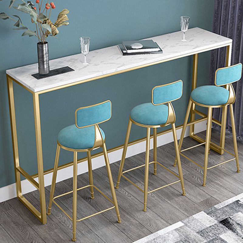 Mesa de bar rectangular de color blanco Mesa de bar de mármol sintético estilo Glam