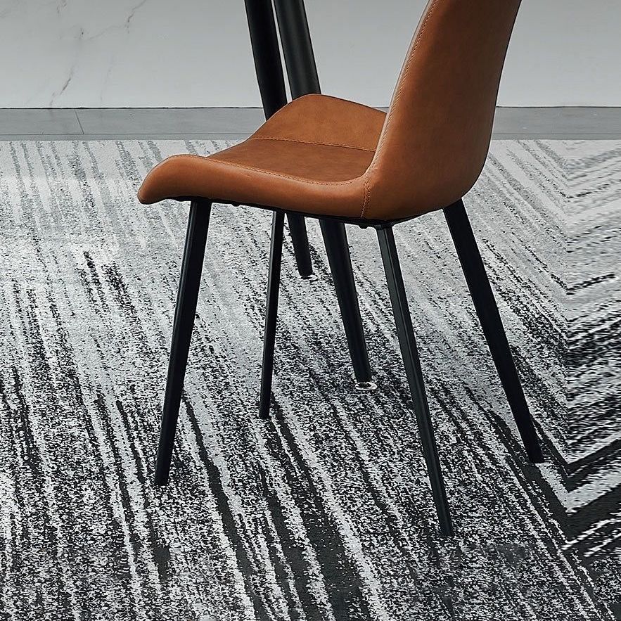 Modern Style Sintered Stone Dining Table with Rectangle Shape Table and 4 Black Legs Base Clearhalo 'Dining Room Sets' 'Dining Tables & Seating' 'dining_room_set' 'furn' 'furn_dining_room_set' 'Furniture' 'furniture_dining_room_set' 'Kitchen & Dining Furniture' 'kitchen&dining_furn' 'kitchen' 1200x1200_6c73c93b-bb0d-4034-9679-c42cf5793a36