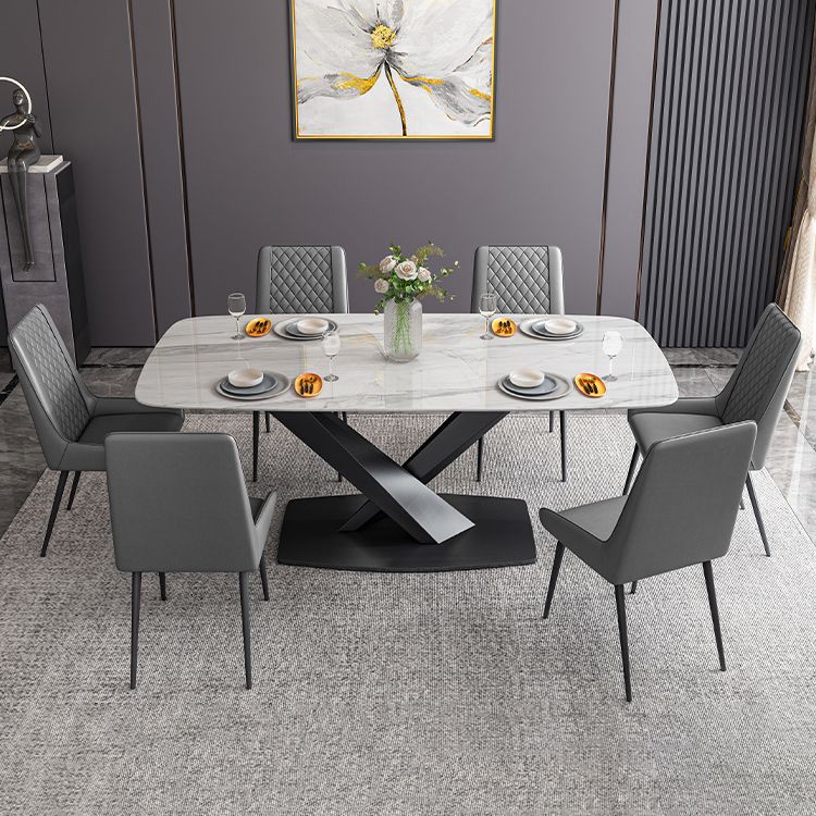 Minimalist Dining Set with Sintered Stone Dining Table and Upholstered Chairs Clearhalo 'Dining Room Sets' 'Dining Tables & Seating' 'dining_room_set' 'furn' 'furn_dining_room_set' 'Furniture' 'furniture_dining_room_set' 'Kitchen & Dining Furniture' 'kitchen&dining_furn' 'kitchen' 1200x1200_6c7498a1-483b-49f0-b6c2-d2cdbfb06354