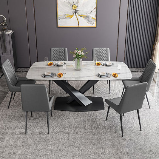 Minimalist Dining Set with Sintered Stone Dining Table and Upholstered Chairs Clearhalo 'Dining Room Sets' 'Dining Tables & Seating' 'dining_room_set' 'furn' 'furn_dining_room_set' 'Furniture' 'furniture_dining_room_set' 'Kitchen & Dining Furniture' 'kitchen&dining_furn' 'kitchen' 1200x1200_6c7498a1-483b-49f0-b6c2-d2cdbfb06354