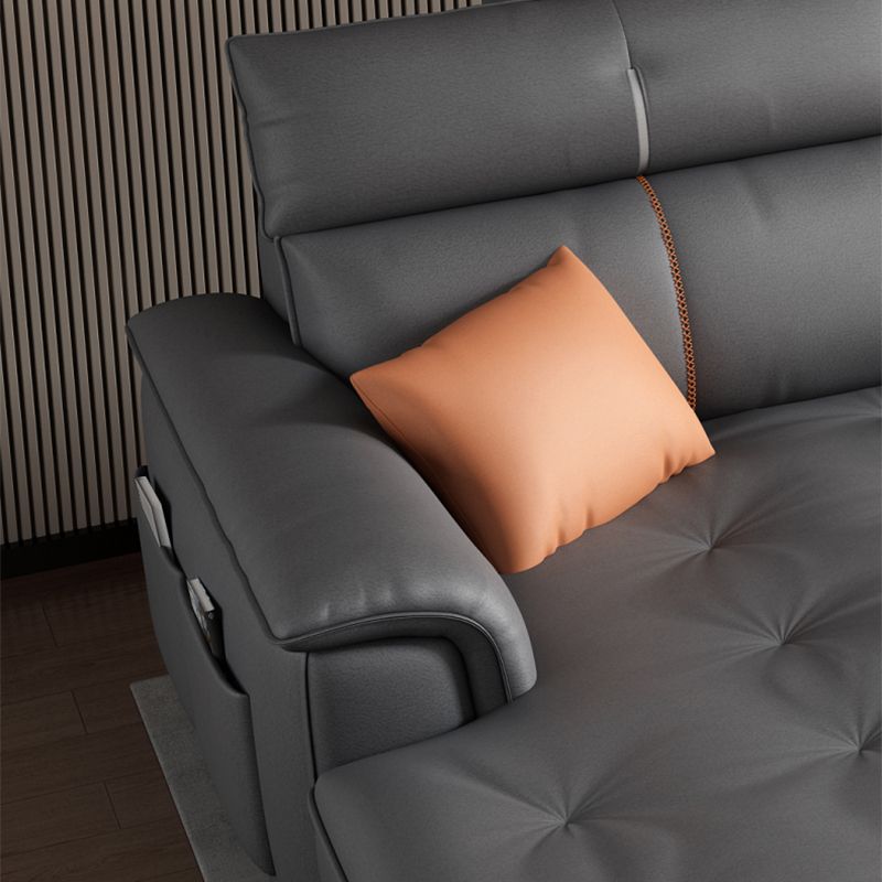 Black and Orange Pillow Top Arm Sectionals 37.4"High Cushion Back Sofa with Storage Clearhalo 'furn' 'furn_sectionals' 'Furniture' 'furniture_sectionals' 'Living Room Furniture' 'Sectionals' 1200x1200_6c74c817-2099-483b-ae0d-363c0550c625