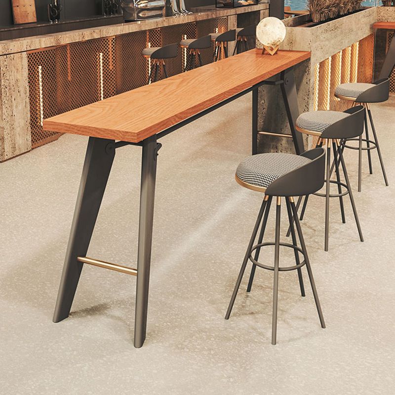 Table de bar rectangulaire de style Glam, table de salle à manger fixe en bois massif avec 4 pieds