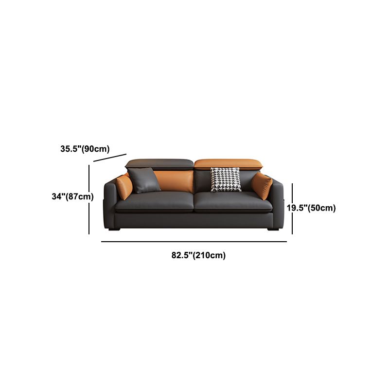 Divano contemporaneo di divano in pelle finta con cuscini di padri