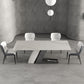 Stone Rectangle Dining Table Contemporary Dining Table with Pedestal Base