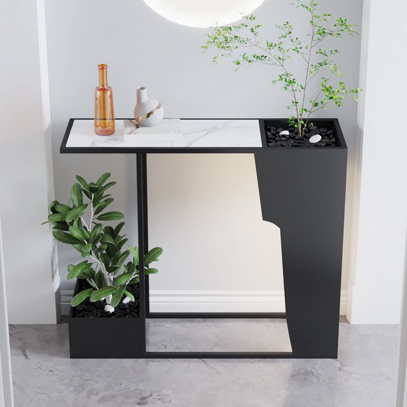 Mesa de consola rectangular contemporánea mesa de sofá de consola negra para hall