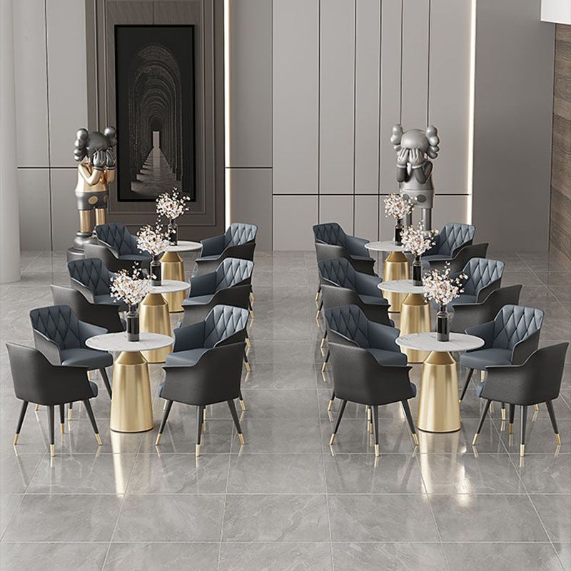 Silla lateral tapizada para el brazo de comedor de metal para uso doméstico