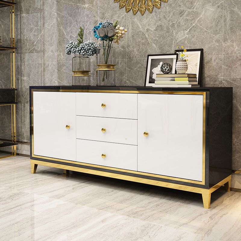 Glam Cabinets Mirrored Buffet 3 Drawers and 2 Doors Buffet Sideboard Clearhalo 'buffet_sideboard' 'Buffets & Sideboards' 'furn' 'furn_buffet_sideboard' 'Furniture' 'Kitchen & Dining Furniture' 1200x1200_6c7ed33e-3cf6-4839-af7c-fad0b02111f8