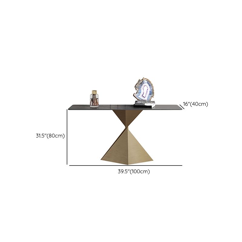 Modern Rectangular Console Table Stone Console Sofa Table in Gold and Black