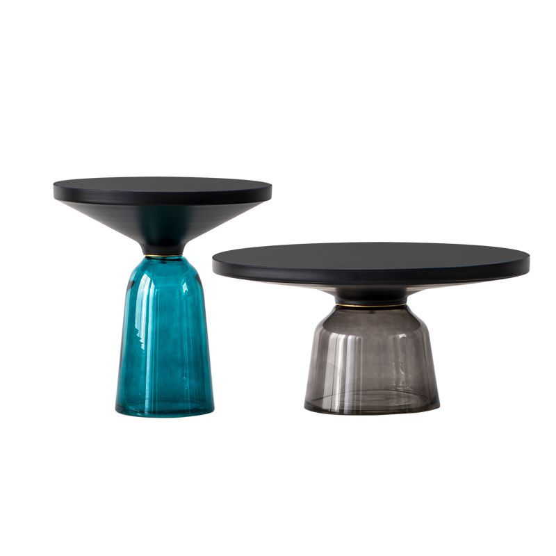 Round Glass Top Side End Table Modern Pedestal End Table for Living Room Clearhalo 'Coffee & Accent Tables' 'End & Side Tables' 'end_side_table' 'end_side_tables' 'furn' 'furn_end_side_tables' 'Furniture' 'furniture_end_side_table' 'Living Room Furniture' 1200x1200_6c7f6214-99f4-4cd9-b7fd-0682b93d2747