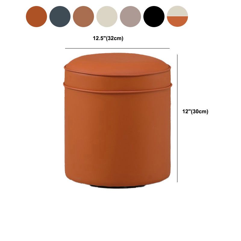 Orange Faux Leather Pouf Modern Pure Color Round Indoor Pouf Clearhalo 'furn' 'furn_ottomans_poufs' 'Furniture' 'Living Room Furniture' 'Ottomans & Poufs' 'ottomans_poufs' 1200x1200_6c7f848c-81f8-4fec-a27e-b0a3f5226e93