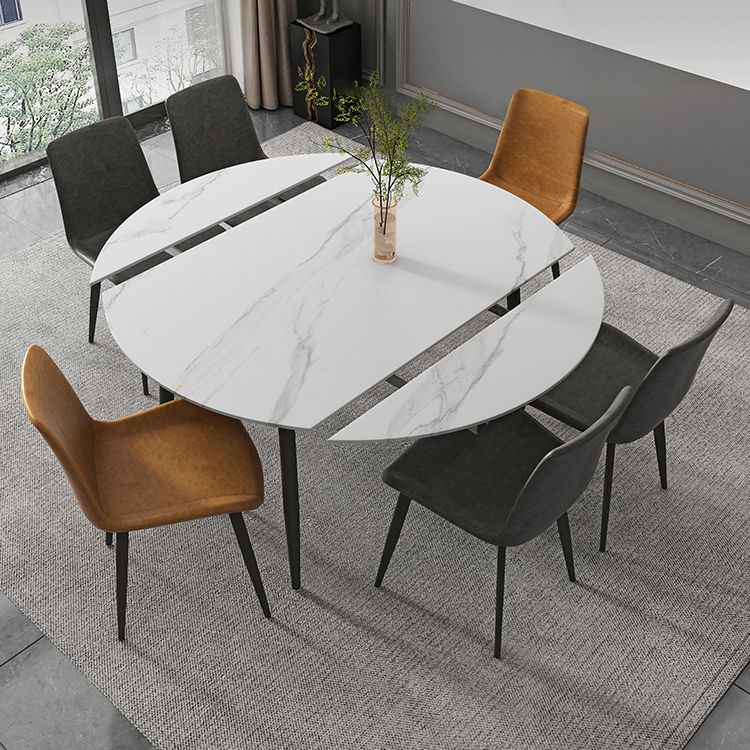 Modern Style Round 4 Legs Table Stone Dining Room Home Furniture with Drop-Leaf Clearhalo ' dining_table' 'Dining Tables & Seating' 'Dining Tables' 'furn' 'furn_dining_table' 'Furniture' 'furniture_dining_table' 'Kitchen & Dining Furniture' 'kitchen&dining_furn' 'kitchen' 'kitchen_dining_table' 1200x1200_6c7fae22-2701-41b4-bbcb-967478318a56