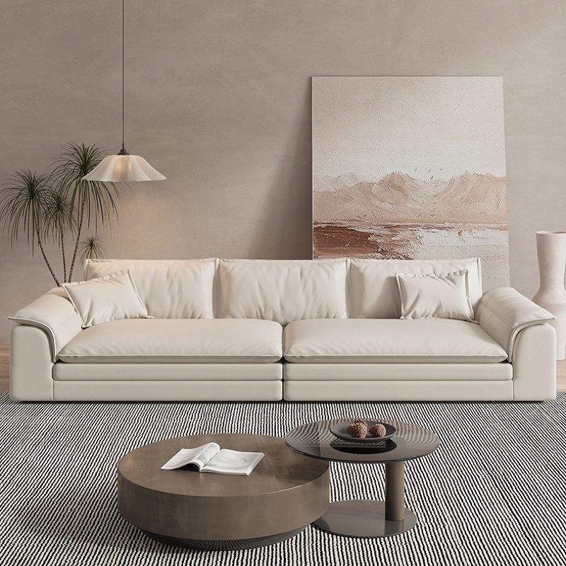 Nordic Sectional Latex Upholstery Filled Leather/flannelette Beige Sofa Clearhalo 'furn' 'furn_sectionals' 'Furniture' 'furniture_sectionals' 'Living Room Furniture' 'Sectionals' 1200x1200_6c7fb3a9-e895-4892-bc5a-0b2c6b12fd2d