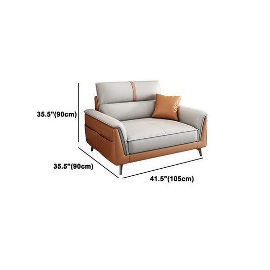 Divano a braccio quadrato in pelle resistente alla macchia stazionaria