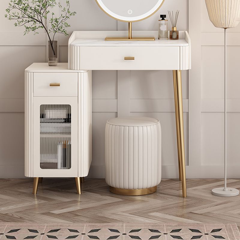 Contemporary White Slate Dresser 31.1-In High Vanity Dressing Table Set with Drawers