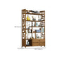 Contemporary Vertical Etagere Open Book Shelf Brown Bamboo Bookshelf for Study Room