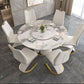 Glossy White Stone Dinette Table with Pedestal Modern Dining Table for Home Clearhalo 'Dining Tables & Seating' 'Dining Tables' 'dining_table' 'furn' 'furn_dining_table' 'Furniture' 'Kitchen & Dining Furniture' 1200x1200_6c84999b-233c-4c30-b0a6-5598b22be92e