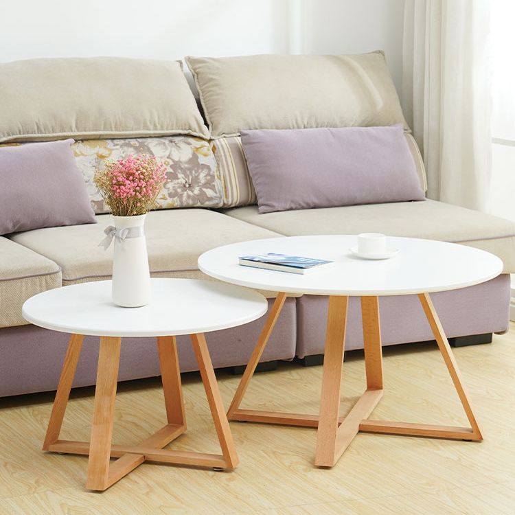 Table basse ronde en bois de style moderne, table de cocktail à pieds croisés