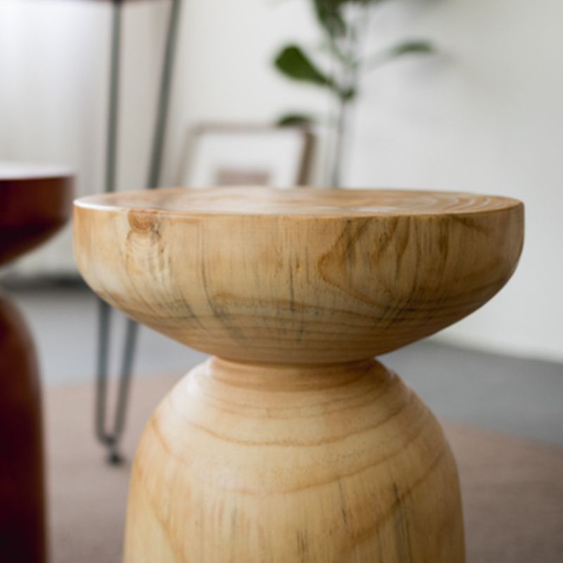 Tavolino in legno rotondo scandinavo Tavolo da piedistallo alto 17,71 "