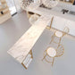 Glam Rectangle Faux Marble Bar Table Double Pedestal Bar Table with 2-Shelf, Only Table Clearhalo 'Bar Furniture' 'Bar Tables' 'bar_tables' 'furn' 'furn_bar_tables' 'Furniture' 'furniture_bar_tables' 'Kitchen & Dining Furniture' 1200x1200_6c886ad4-59e9-45de-9dfd-64cfceac4e36