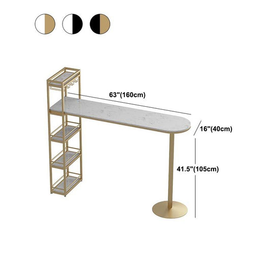 Glam Style Bar Table 42-inch Height Artificial Marble Top and Iron Pedestal Pub Table Clearhalo 'Bar Furniture' 'Bar Tables' 'bar_tables' 'furn' 'furn_bar_tables' 'Furniture' 'furniture_bar_tables' 'Kitchen & Dining Furniture' 1200x1200_6c892f88-9fee-4c13-8a58-d5e130d13fca