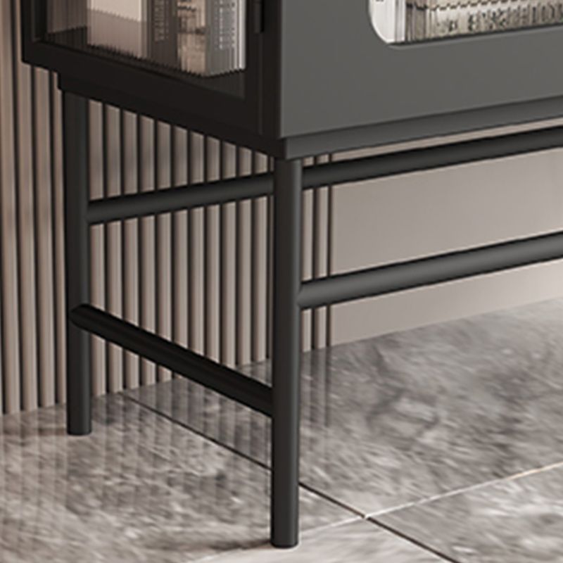 Contemporary Glass Doors Storage Sideboard Metal 2-Door Sideboard Clearhalo 'buffet_sideboard' 'Buffets & Sideboards' 'furn' 'furn_buffet_sideboard' 'Furniture' 'Kitchen & Dining Furniture' 1200x1200_6c8a2b0b-7c20-4b8b-83d8-ecc47e79e583