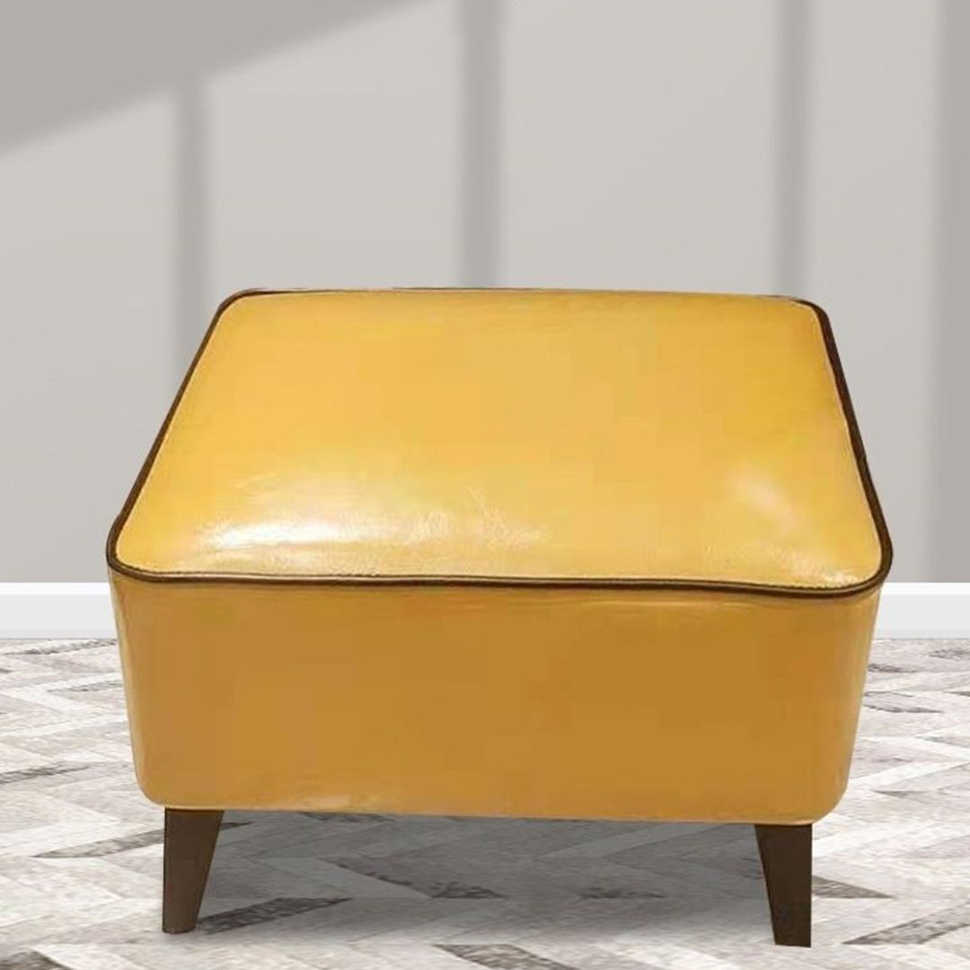 Mid-Century Modern Pouf Ottoman Faux Leather Upholstered Square Ottoman with Chair Legs Clearhalo 'furn' 'furn_ottomans_poufs' 'Furniture' 'Living Room Furniture' 'Ottomans & Poufs' 'ottomans_poufs' 1200x1200_6c8ad45b-2626-4c36-ae36-6af6df60aba5