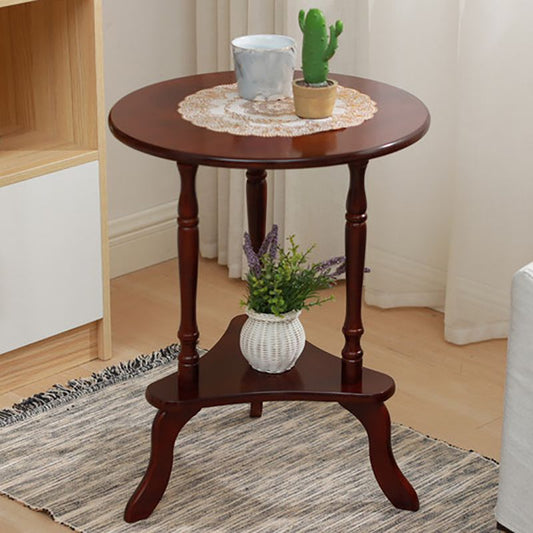 Madera sólida tradicional 3 patas con mesa de estar redonda de almacenamiento mesa auxiliar