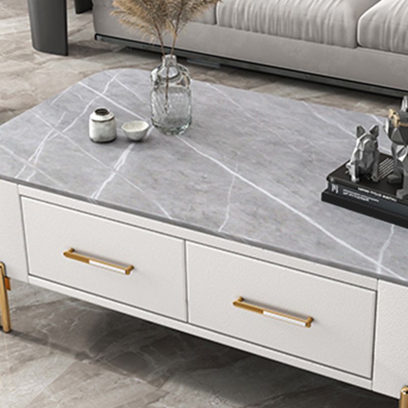 Slate Rectangular Coffee Table 4 Legs Single Coffee Table with 2 Drawers Clearhalo 'Coffee & Accent Tables' 'Coffee Tables' 'coffee_tables' 'furn' 'furn_coffee_tables' 'Furniture' 'Living Room Furniture' 1200x1200_6c8be39c-20a9-444e-918b-9623aef72923