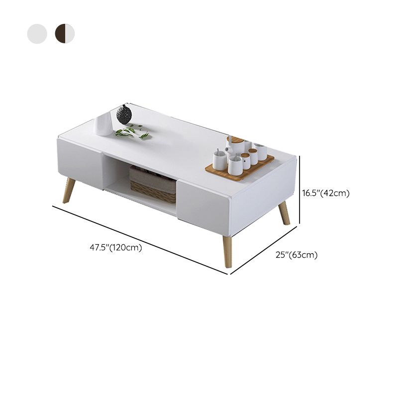 Modern Rectangle Wooden Coffee Table 4 Legs Cocktail Table with Storage Clearhalo 'Coffee & Accent Tables' 'Coffee Tables' 'coffee_tables' 'furn' 'furn_coffee_tables' 'Furniture' 'Living Room Furniture' 1200x1200_6c8d68e8-909a-4d27-b1f4-a455f0779edb