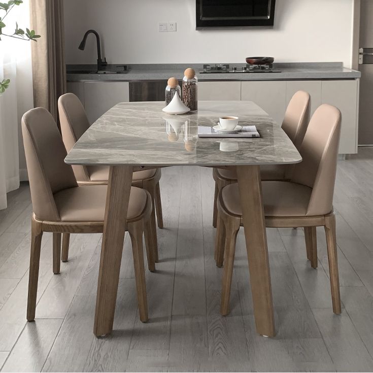 Rectangle 4 Legs Minimalist Table Three-Color Fixed Table of Sintered Stone Clearhalo ' dining_table' 'Dining Tables & Seating' 'Dining Tables' 'furn' 'furn_dining_table' 'Furniture' 'furniture_dining_table' 'Kitchen & Dining Furniture' 'kitchen&dining_furn' 'kitchen' 'kitchen_dining_table' 1200x1200_6c8da1c8-4822-4a57-9631-78fdc6274a28