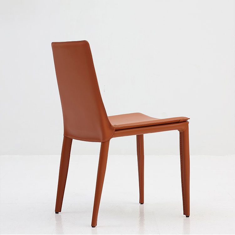 Leather Dining Chair Minimalist Design Solid Back Armless Dining Chair