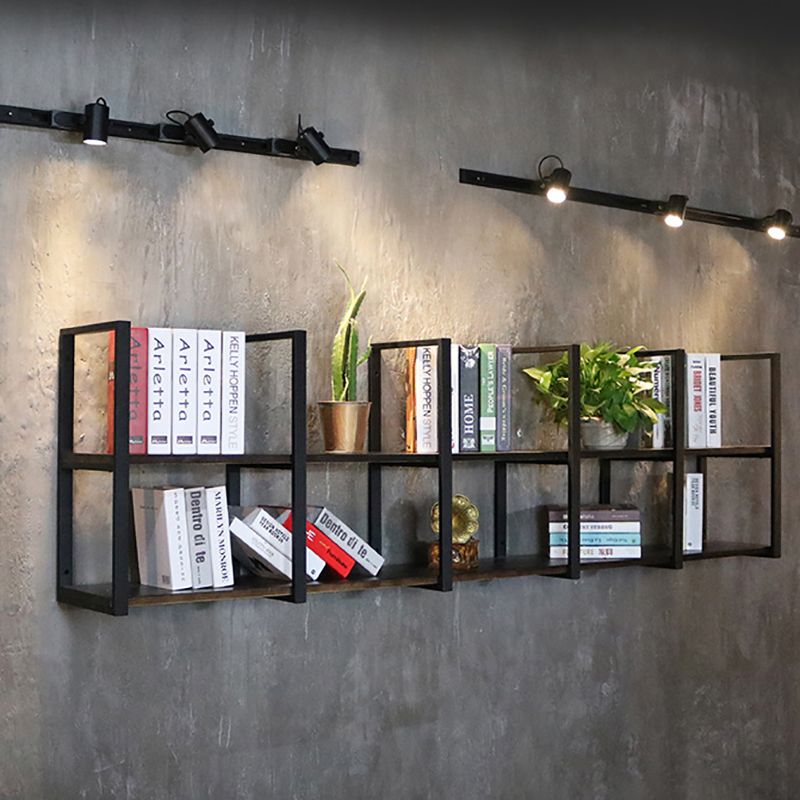 Industrial Wooden Storage Bookshelf Wall Mounted Bookcase with Rectangle Shelves Clearhalo 'Bookcases' 'furn' 'furn_bookcases' 'Furniture' 'Office Furniture' 1200x1200_6c92686f-6ff9-4722-899e-890b4abffc9d