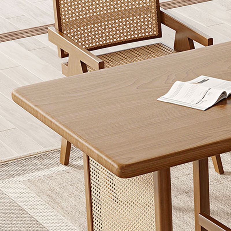 Modern Dining Set 1/5 Pcs Solid Wood Dining Table and Chairs in Brown Clearhalo 'Dining Room Sets' 'Dining Tables & Seating' 'dining_room_set' 'furn' 'furn_dining_room_set' 'Furniture' 'Kitchen & Dining Furniture' 1200x1200_6c92e945-0dab-4cb7-8b62-43e931265950