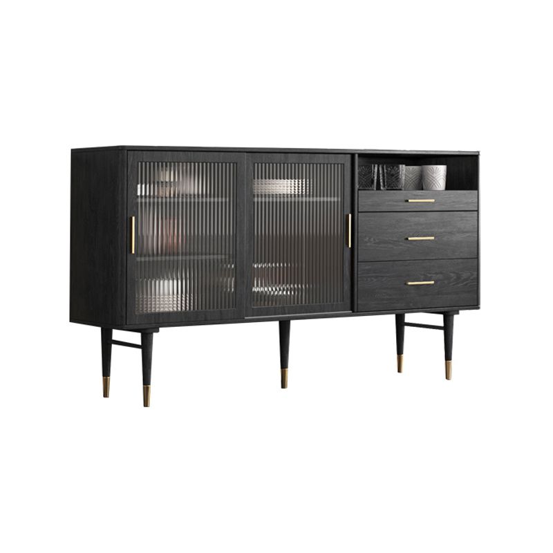 Sideboard a 2 porte glam in legno 61 "l armadio della credenza soggiorno con porta di vetro
