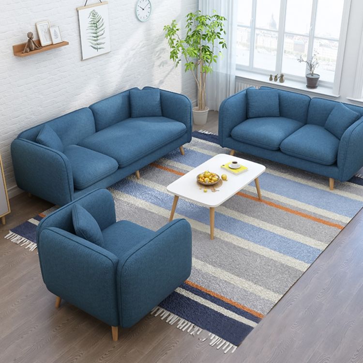 Contemporary 27.55" H Cotton Blend Square Arm Sofa with Pillows