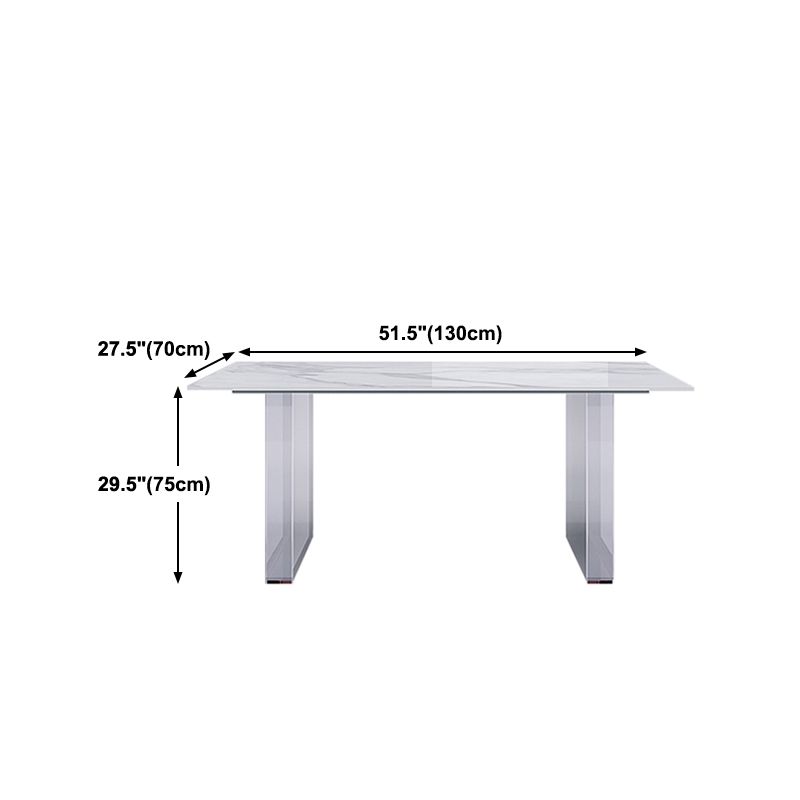 Stone Center Top Dining table Acrylic Double Pedestal Modern White Dinette Table Clearhalo 'Dining Tables & Seating' 'Dining Tables' 'dining_table' 'furn' 'furn_dining_table' 'Furniture' 'furniture_dining_table' 'Kitchen & Dining Furniture' 1200x1200_6c949b67-1165-4aaa-9250-f98869fe407a
