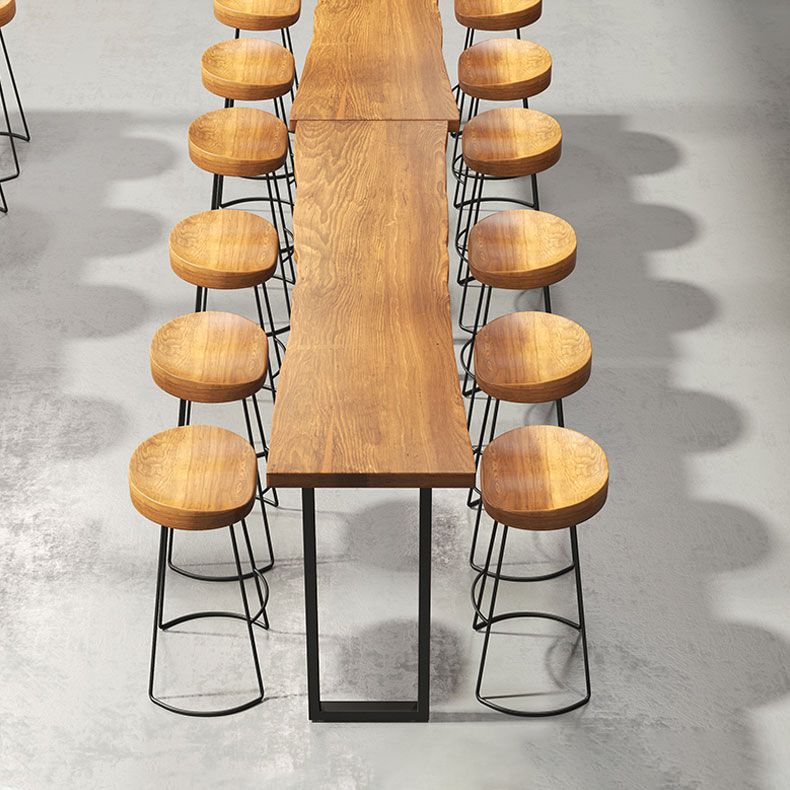 Table de Bar en Métal et Bois Table à Hauteur de Bar Industrielle pour Salle à Manger