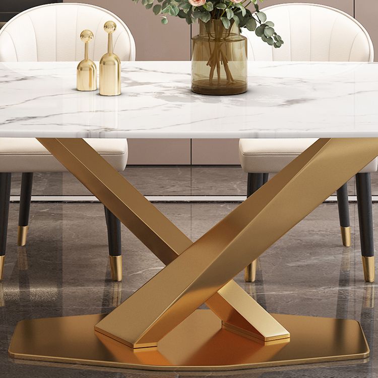 Modern Marble Table Set of 5/7 with Rectangle Table Dining Set with PU Leather Chairs Clearhalo 'Dining Room Sets' 'Dining Tables & Seating' 'dining_room_set' 'furn' 'furn_dining_room_set' 'Furniture' 'furniture_dining_room_set' 'Kitchen & Dining Furniture' 'kitchen&dining_furn' 'kitchen' 1200x1200_6c9768e1-6e5c-4f07-8c64-a0228f2a6433