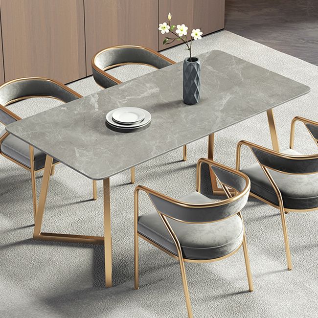 Metal Contemporary Rectangular Dining Table Sintered Stone Table with SledBase Clearhalo ' dining_table' 'Dining Tables & Seating' 'Dining Tables' 'furn' 'furn_dining_table' 'Furniture' 'furniture_dining_table' 'Kitchen & Dining Furniture' 'kitchen&dining_furn' 'kitchen' 'kitchen_dining_table' 1200x1200_6c99e7fc-c39a-489a-a058-67ed1ef168e0
