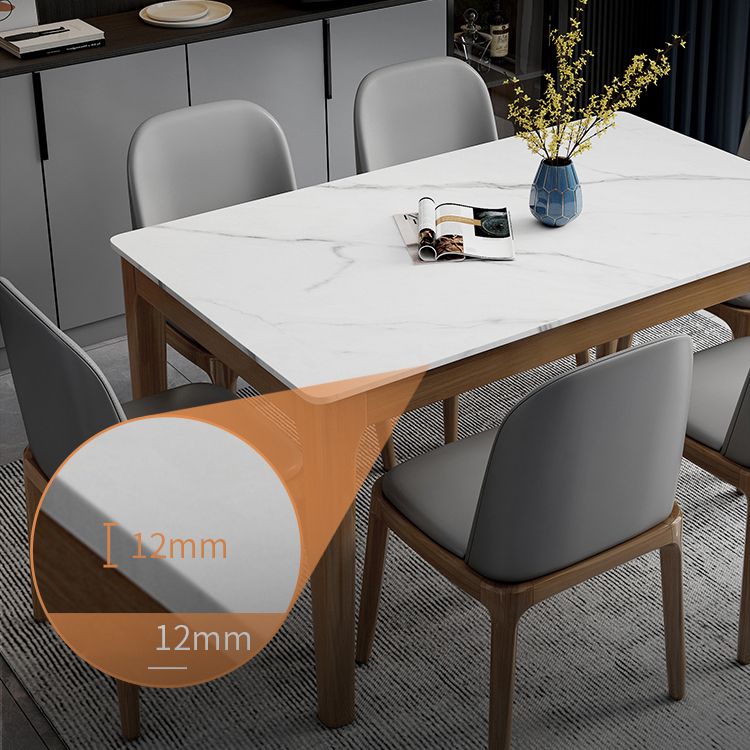 Contemporary Kitchen Rectangle Shape Dining Set Sintered Stone Standard Dining Set in White Clearhalo 'Dining Room Sets' 'Dining Tables & Seating' 'dining_room_set' 'furn' 'furn_dining_room_set' 'Furniture' 'furniture_dining_room_set' 'Kitchen & Dining Furniture' 'kitchen&dining_furn' 'kitchen' 1200x1200_6c99f6d1-59df-4ad4-98cc-8259b51b857e