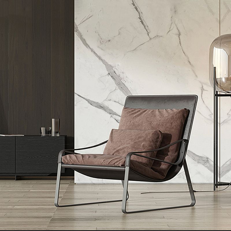 Solid Color Armchair With headrest, Modern Iron Frame Lounge Chair Clearhalo 'Accent Chairs' 'accent_chairs' 'Chairs & Seating' 'furn' 'furn_accent_chairs' 'Furniture' 'furniture_accent_chairs' 'Living Room Furniture' 1200x1200_6c9b746e-7c8f-401b-91e6-3b96f2227da2