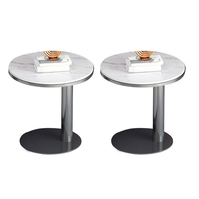 Modernistic Pedestal Table 19.7" Round Slate Top Side End Table
