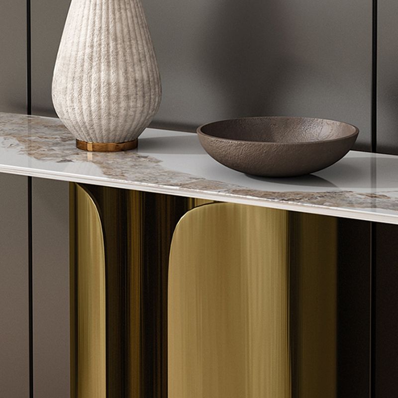Mesa de acento de consola ovalada glamorosa con soporte de acero inoxidable para Hall
