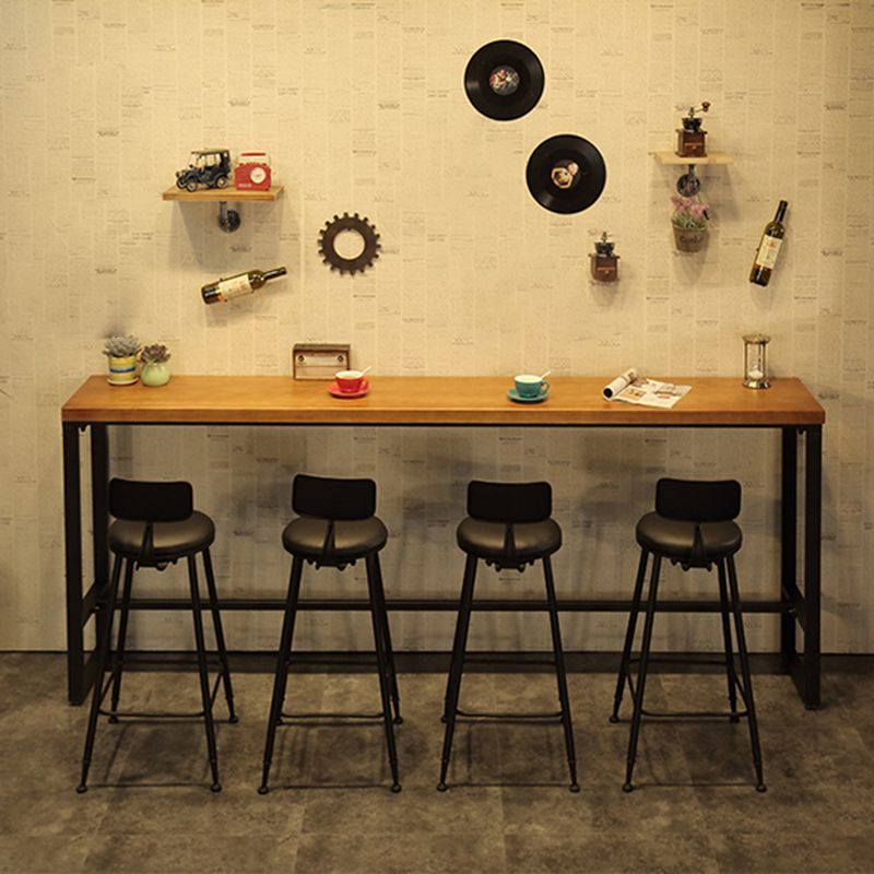 Industrial Style Rectangle Bar Table Solid Wood Bistro Bar Desk with Footrest Clearhalo 'Bar Furniture' 'Bar Tables' 'bar_tables' 'furn' 'furn_bar_tables' 'Furniture' 'Kitchen & Dining Furniture' 1200x1200_6c9e5493-bde6-4e08-b7ee-36f4b22f276b