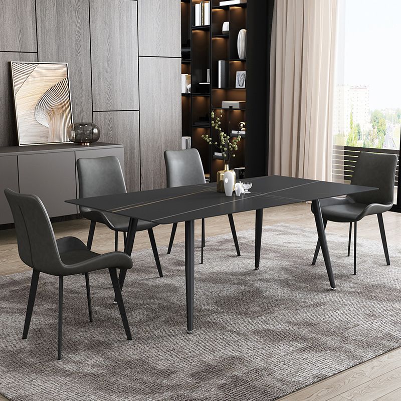 Industrial Dining Table with Black Stone Rectangle Dining Table for Kitchen Clearhalo 'Dining Tables & Seating' 'Dining Tables' 'dining_table' 'furn' 'furn_dining_table' 'Furniture' 'Kitchen & Dining Furniture' 1200x1200_6c9eba68-33d3-4b23-9e1d-56f2cc8462d4