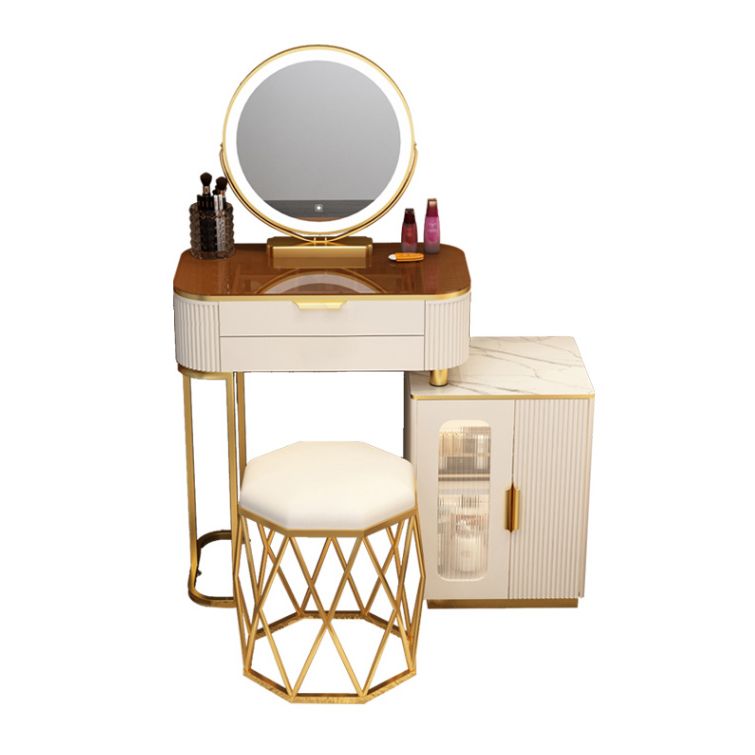 Lighted Mirror & 2/3 Drawers Vanity Table Set Glam Metal Dresser